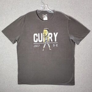 Golden State Warriors Men Shirt Large Gray Stephen Curry Graphic Under Armour